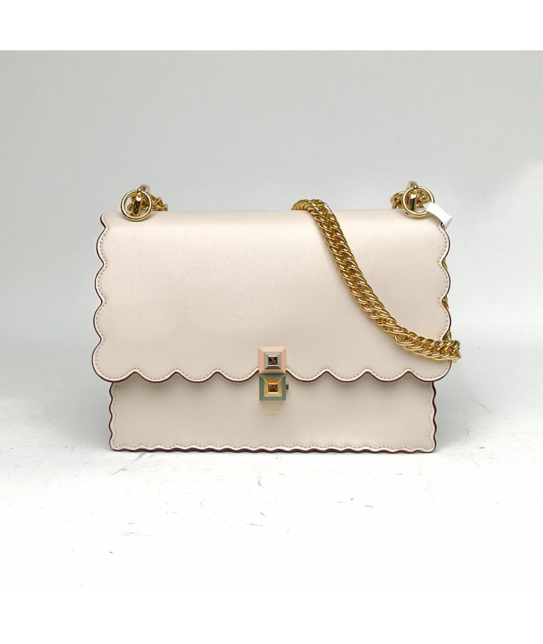 FENDI Бежевая кожаная сумка через плечо, фото 2