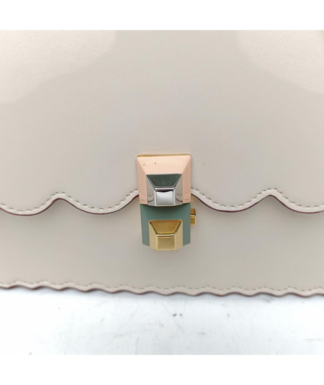 FENDI Бежевая кожаная сумка через плечо, фото 7