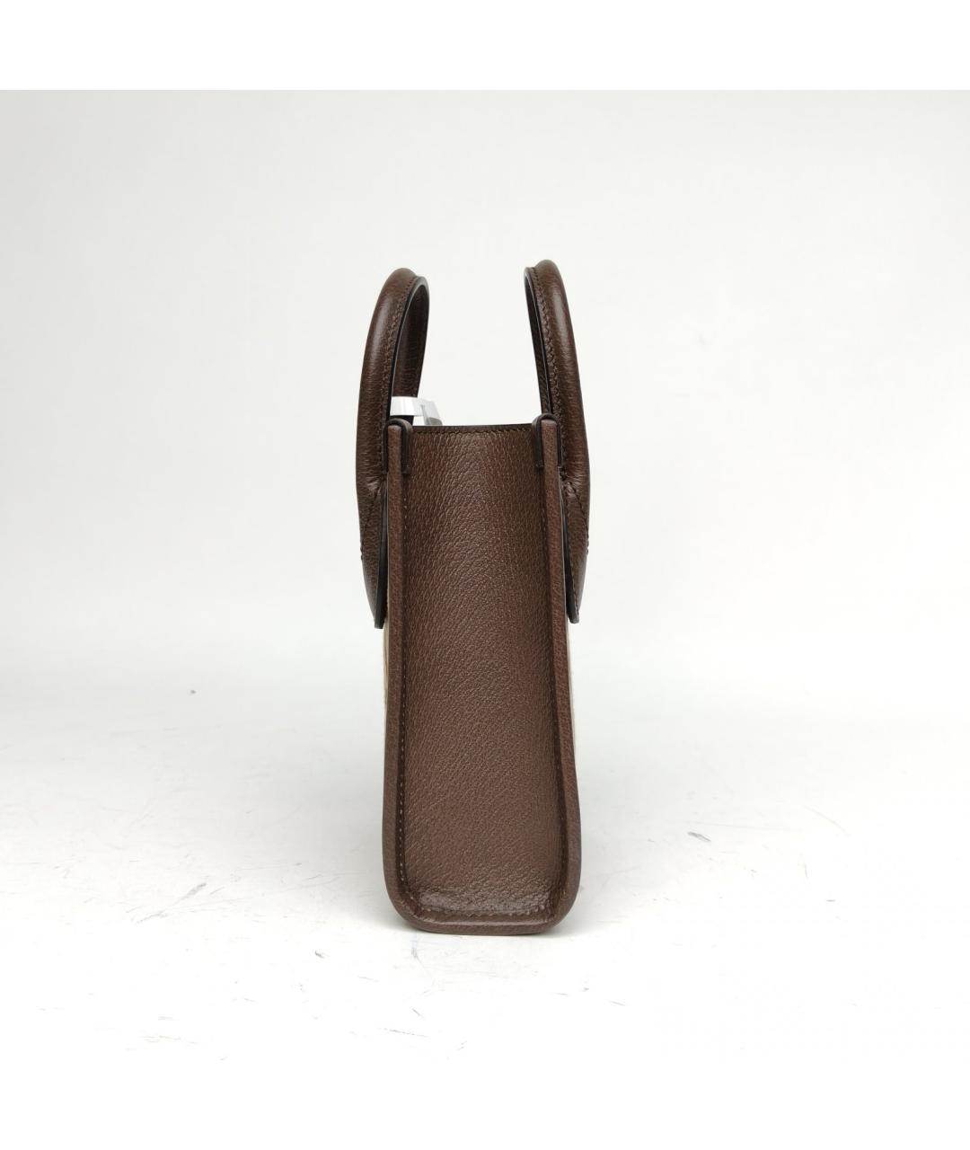 GUCCI Коричневая кожаная сумка с короткими ручками, фото 5