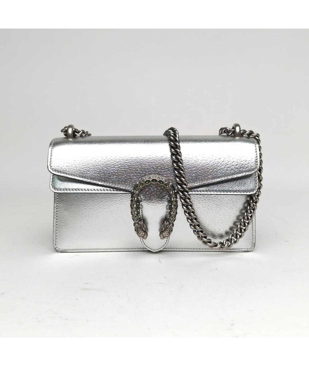 GUCCI Серебряная кожаная сумка через плечо, фото 2