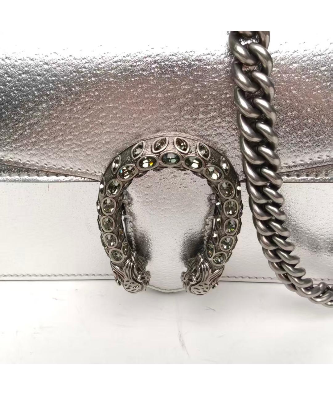 GUCCI Серебряная кожаная сумка через плечо, фото 8