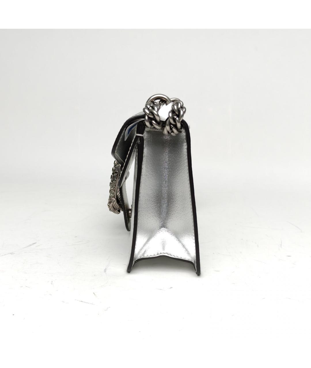 GUCCI Серебряная кожаная сумка через плечо, фото 5