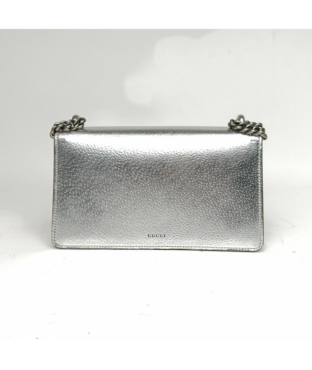 GUCCI Серебряная кожаная сумка через плечо, фото 4
