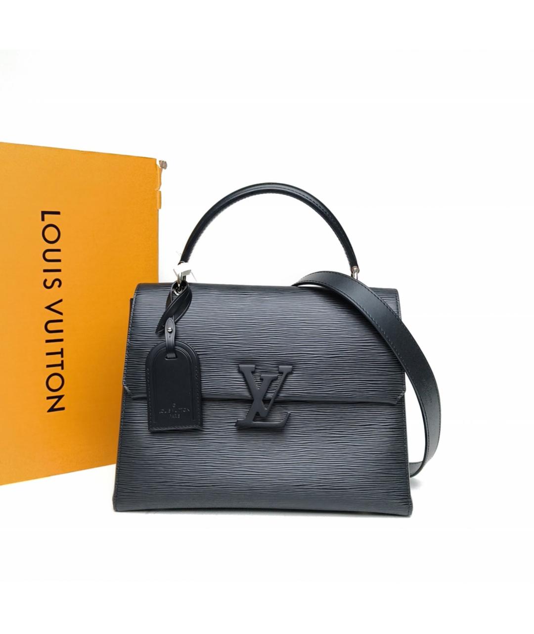 LOUIS VUITTON Черная кожаная сумка с короткими ручками, фото 8