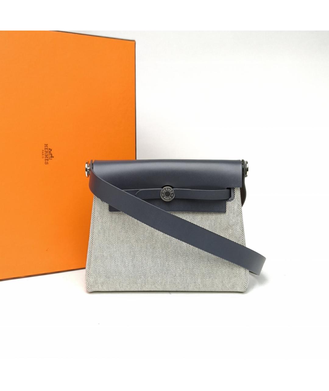 HERMES Серая тканевая сумка через плечо, фото 9