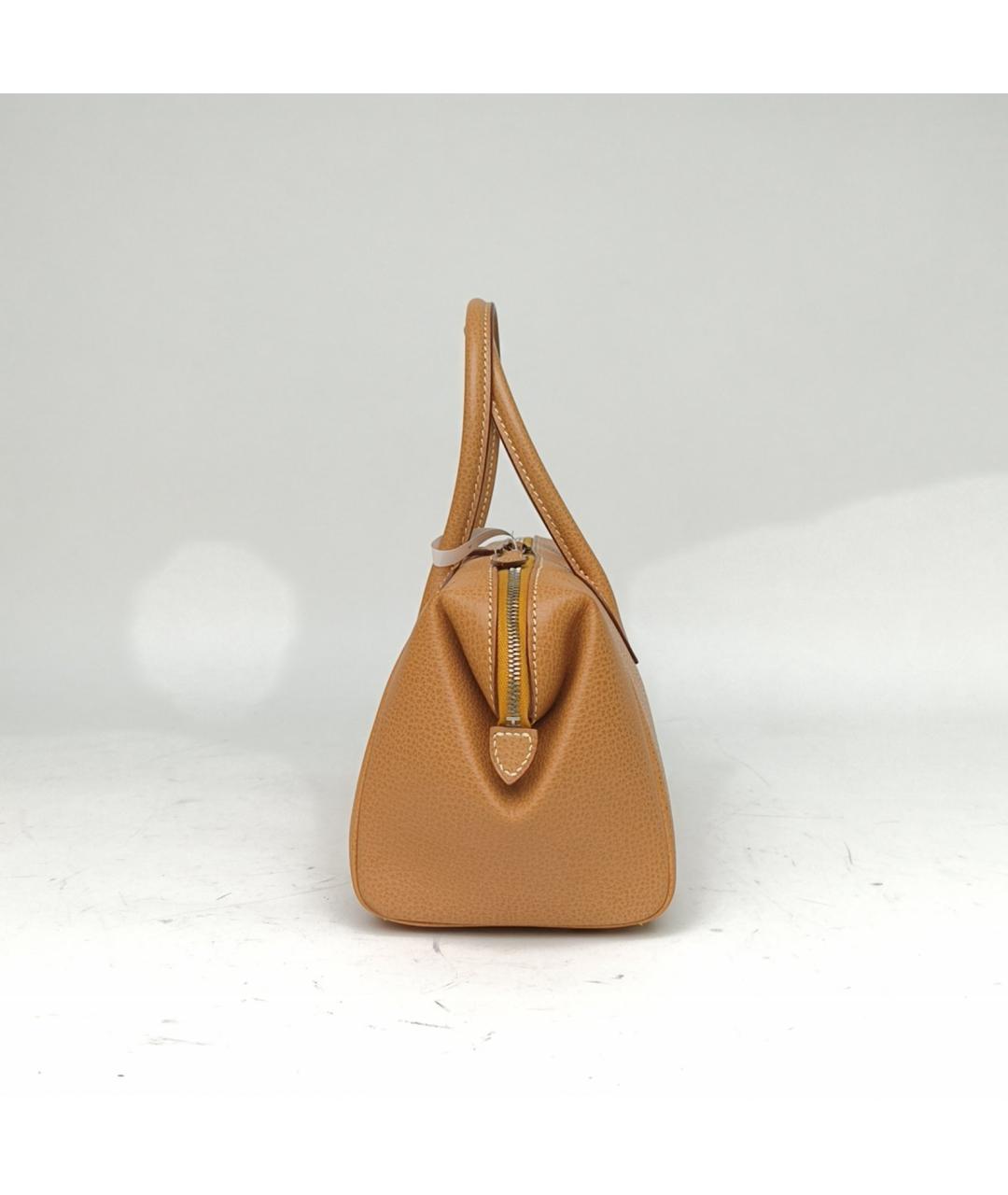 HERMES Коричневая кожаная сумка с короткими ручками, фото 3