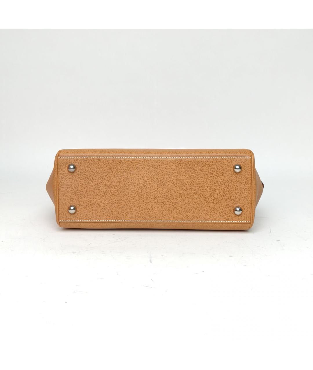 HERMES Коричневая кожаная сумка с короткими ручками, фото 6