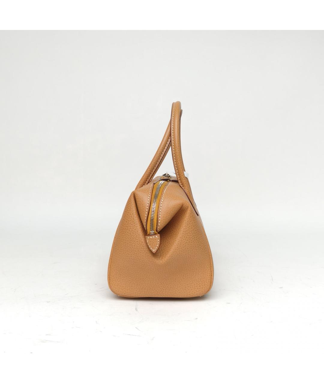 HERMES Коричневая кожаная сумка с короткими ручками, фото 5