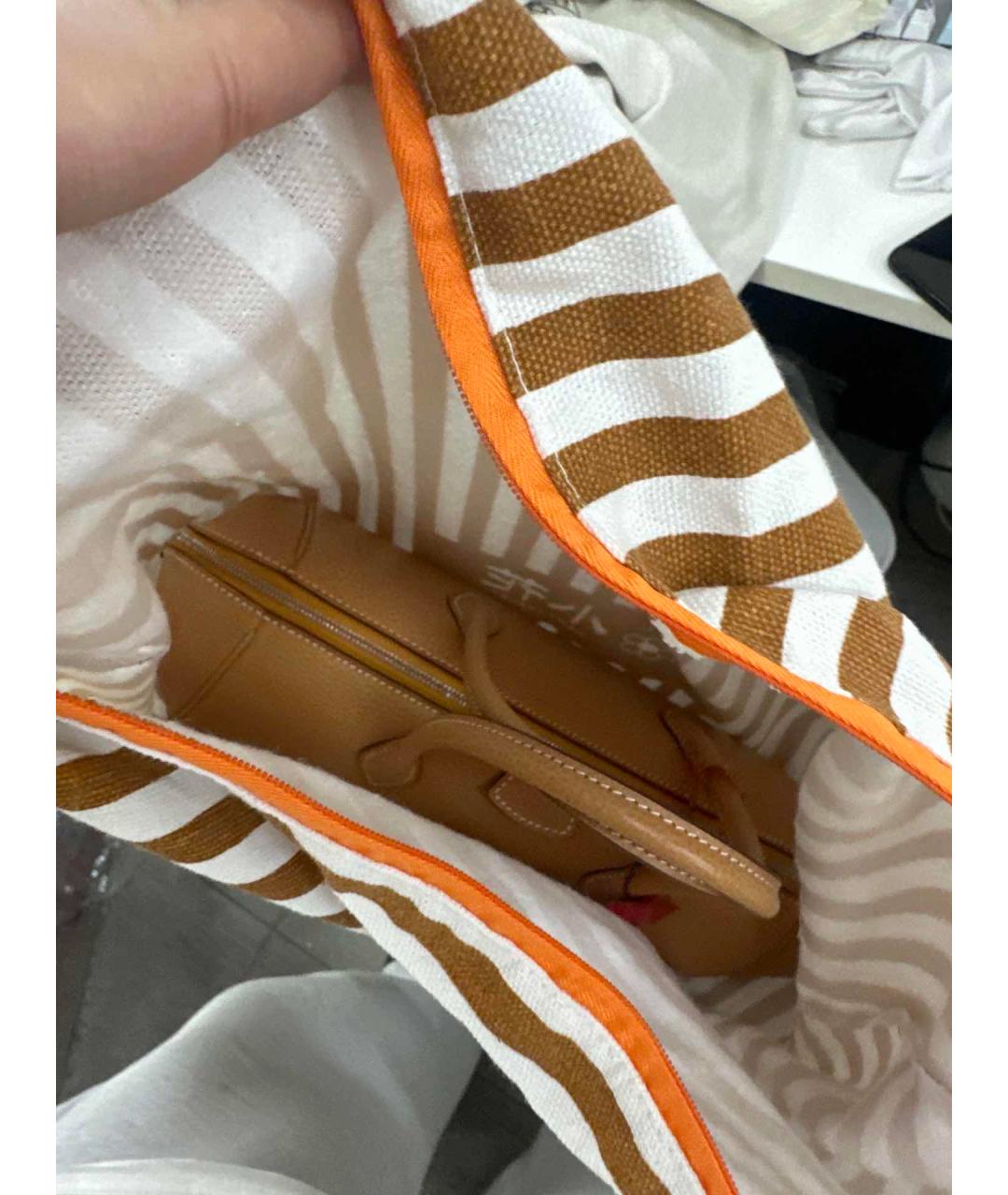 HERMES Коричневая кожаная сумка с короткими ручками, фото 9