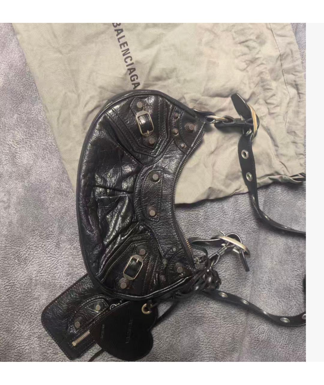 BALENCIAGA Черная кожаная сумка через плечо, фото 7