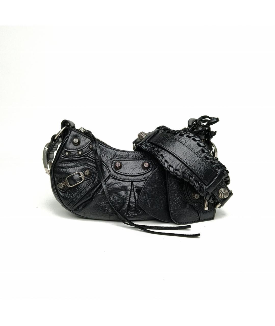 BALENCIAGA Черная кожаная сумка через плечо, фото 2