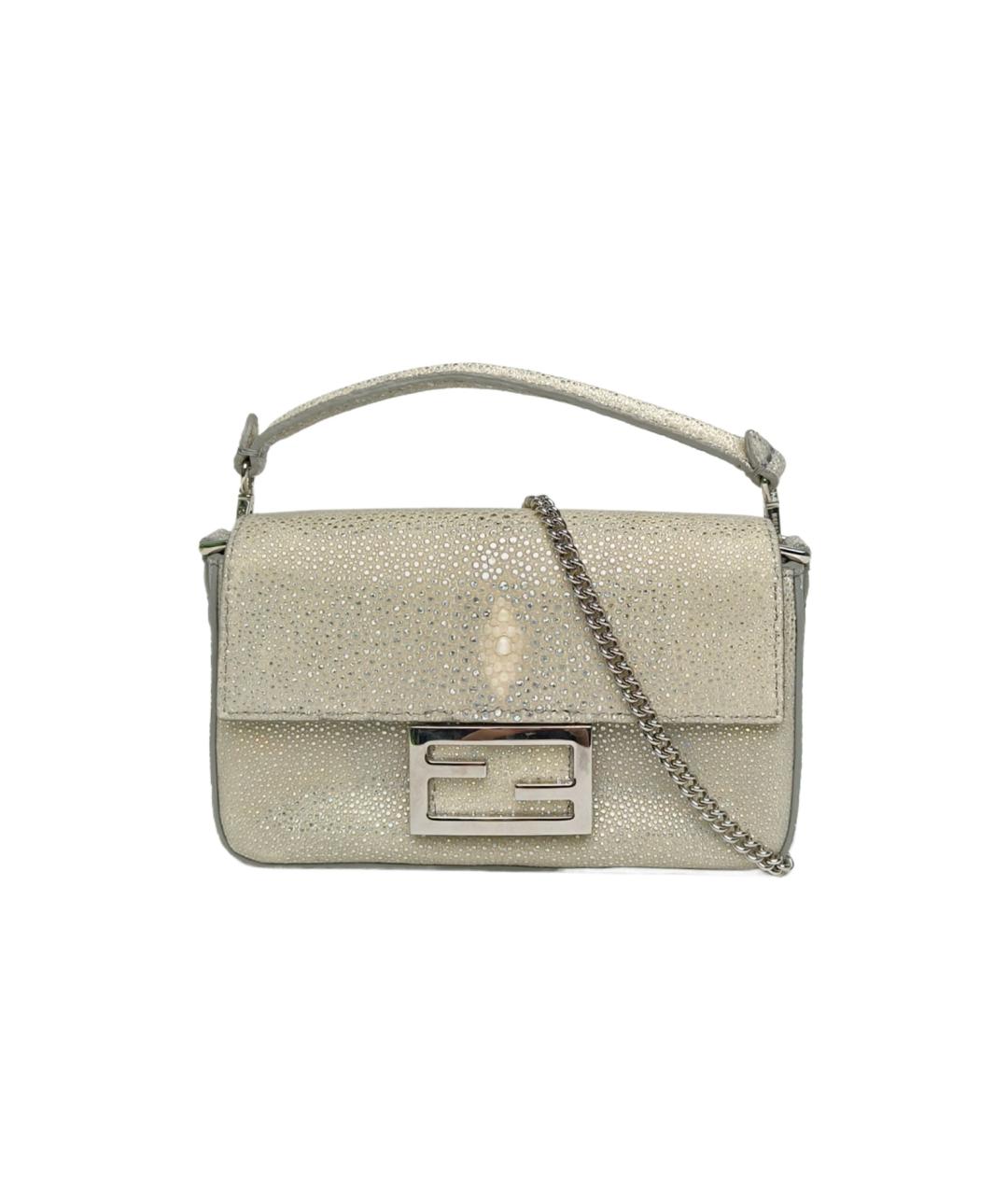 FENDI Серебряная сумка с короткими ручками, фото 9