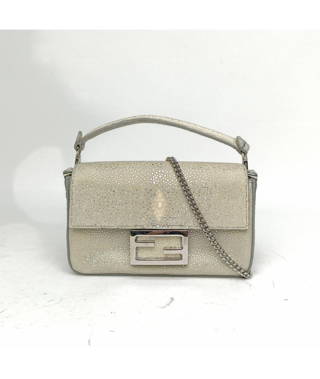 FENDI Серебряная сумка с короткими ручками, фото 2