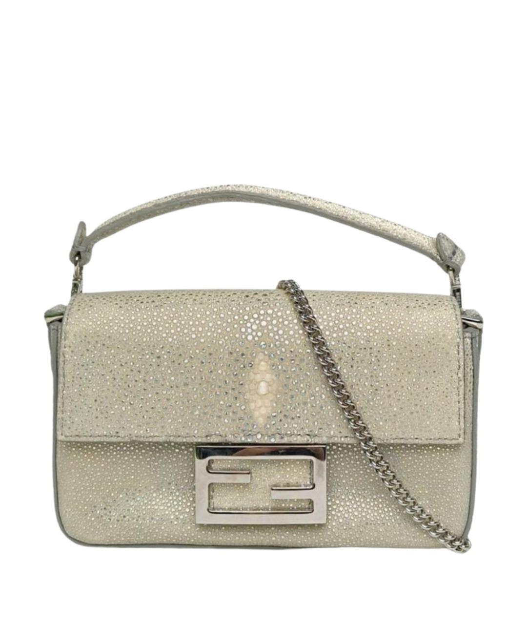 FENDI Серебряная сумка с короткими ручками, фото 1
