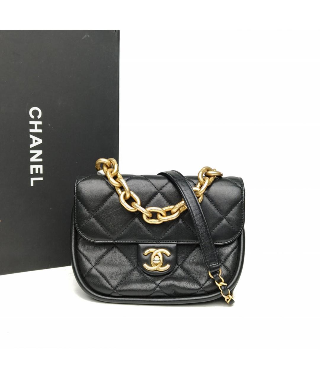 CHANEL Черная кожаная сумка через плечо, фото 9