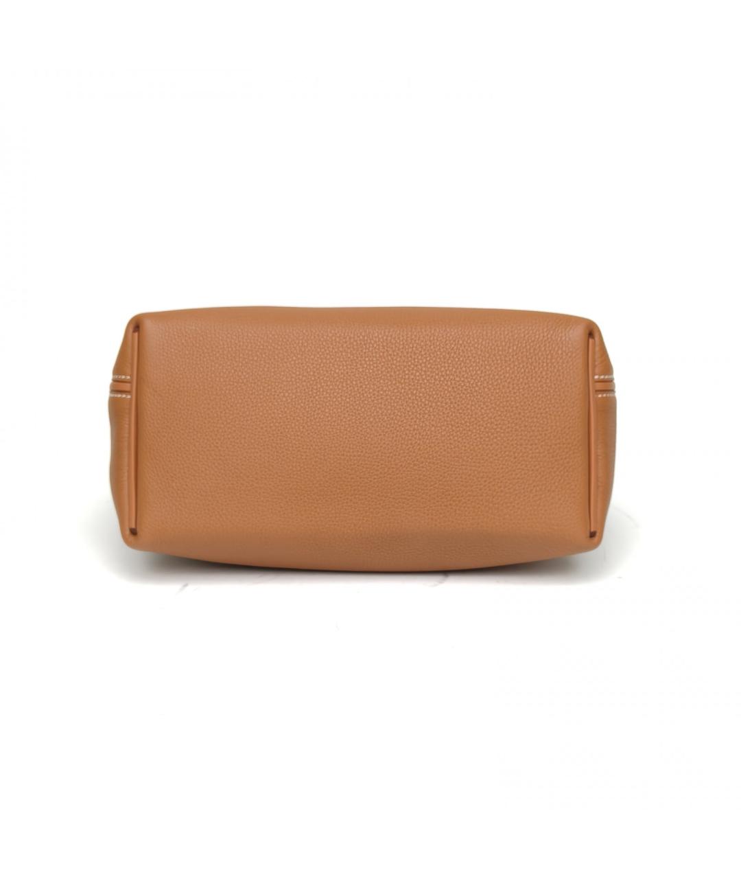 HERMES Коричневая кожаная сумка с короткими ручками, фото 5