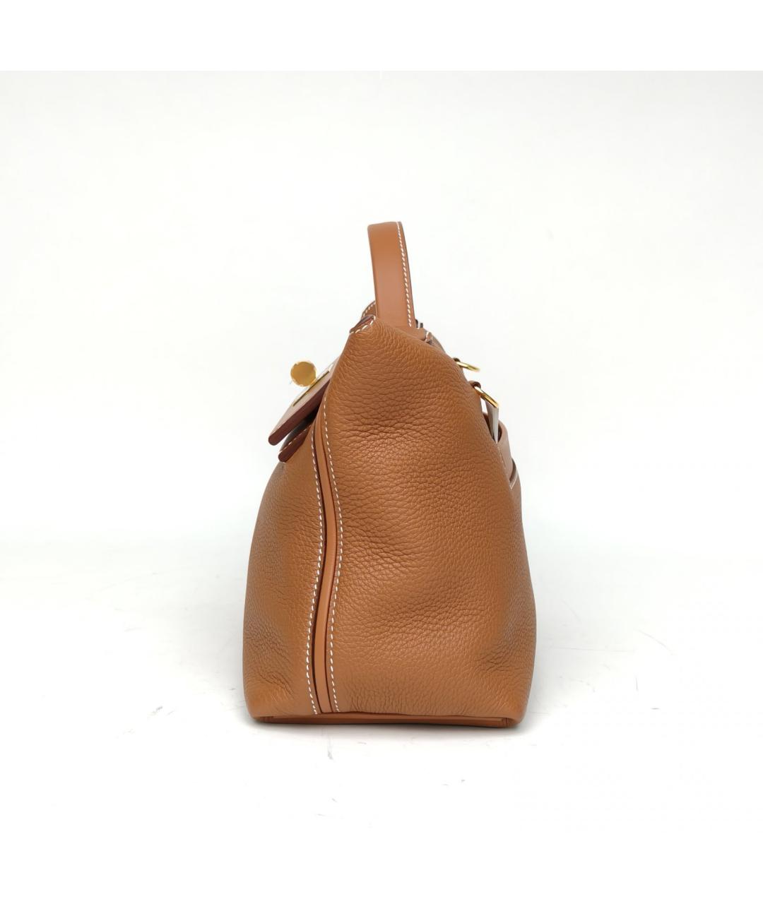 HERMES Коричневая кожаная сумка с короткими ручками, фото 4