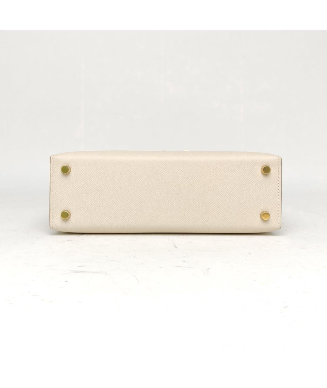 HERMES Бежевая кожаная сумка через плечо, фото 5