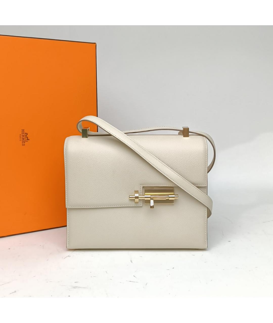 HERMES Бежевая кожаная сумка через плечо, фото 8