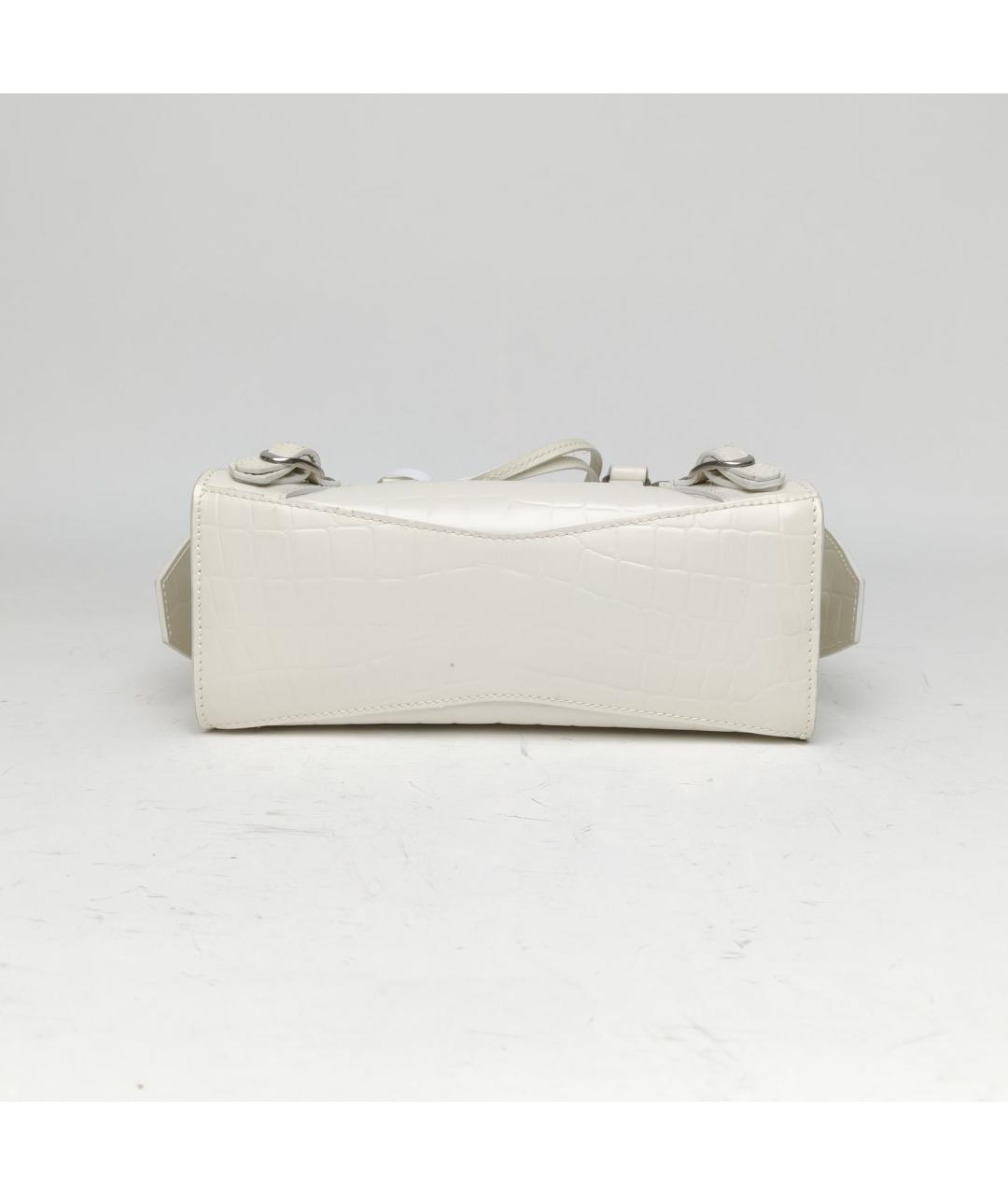 BALENCIAGA Белая кожаная сумка с короткими ручками, фото 3