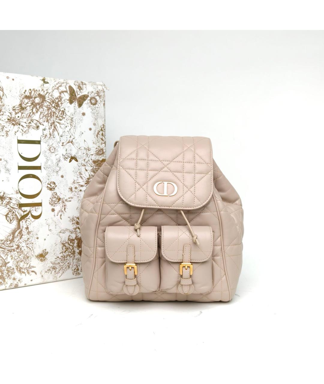 CHRISTIAN DIOR Бежевый кожаный рюкзак, фото 8