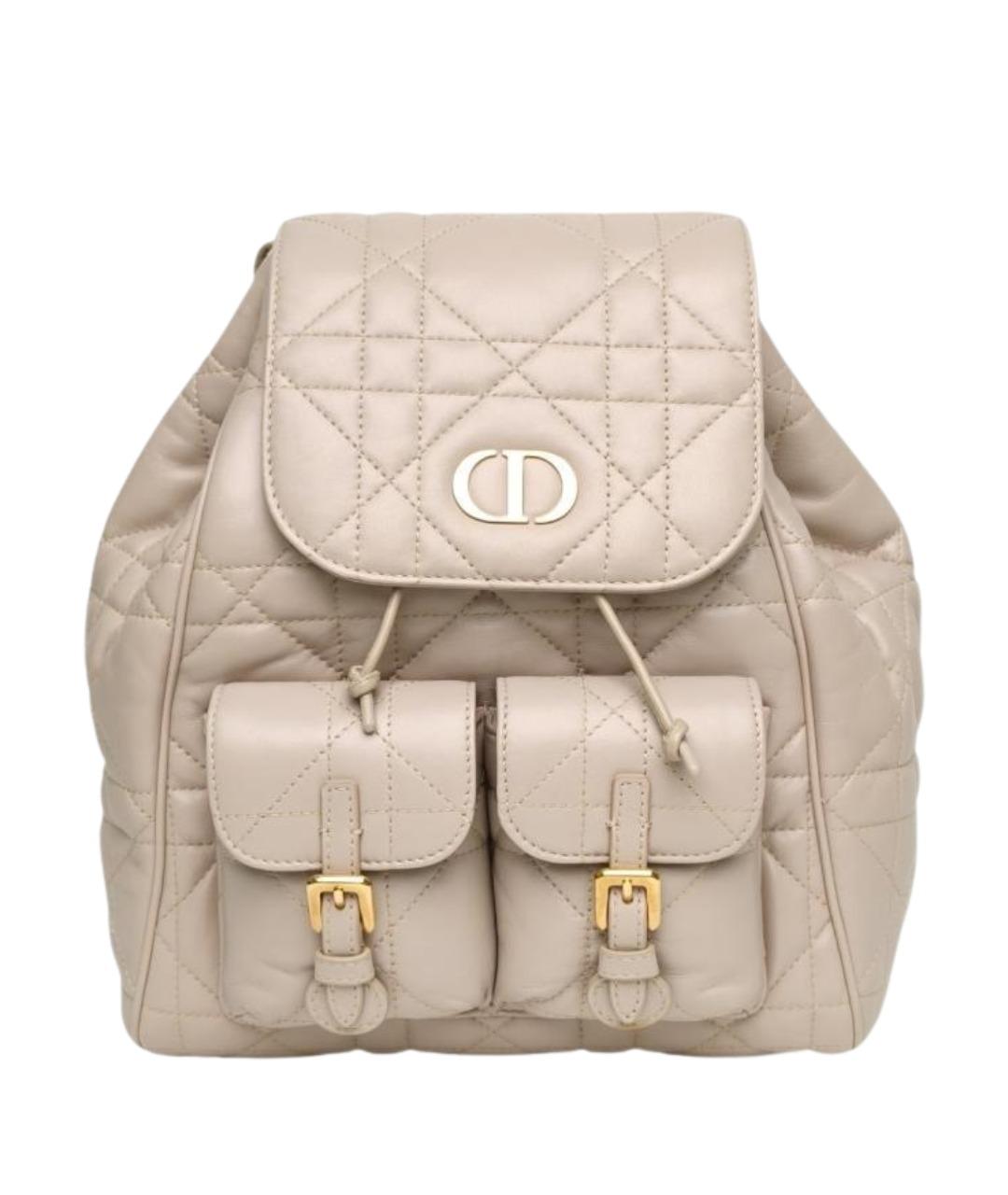 CHRISTIAN DIOR Бежевый кожаный рюкзак, фото 1