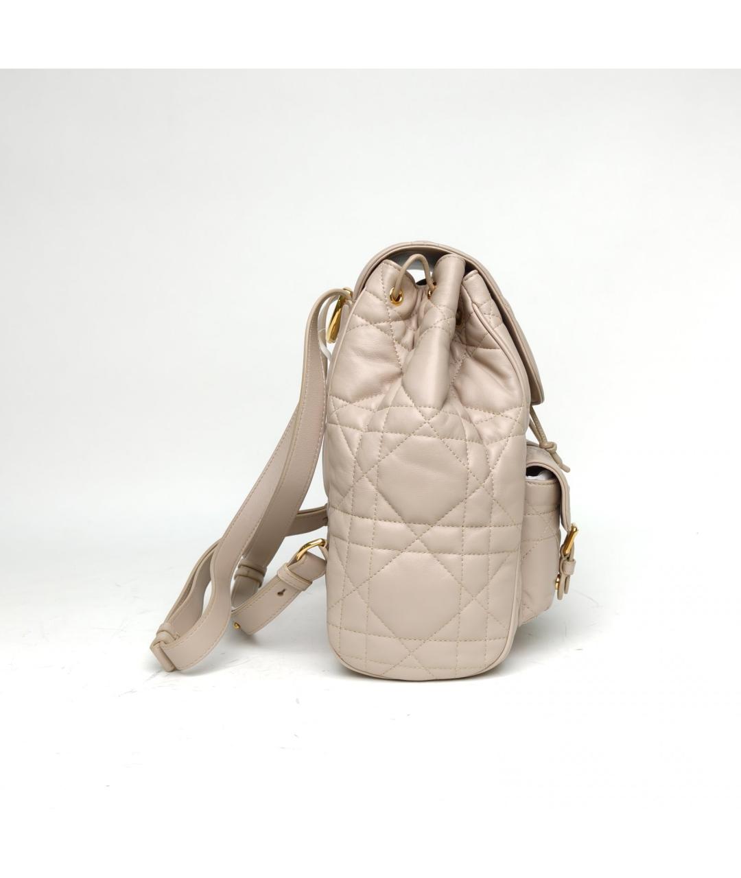 CHRISTIAN DIOR Бежевый кожаный рюкзак, фото 4