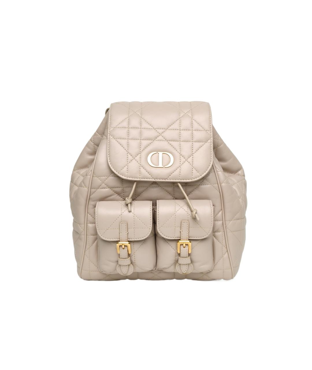 CHRISTIAN DIOR Бежевый кожаный рюкзак, фото 9