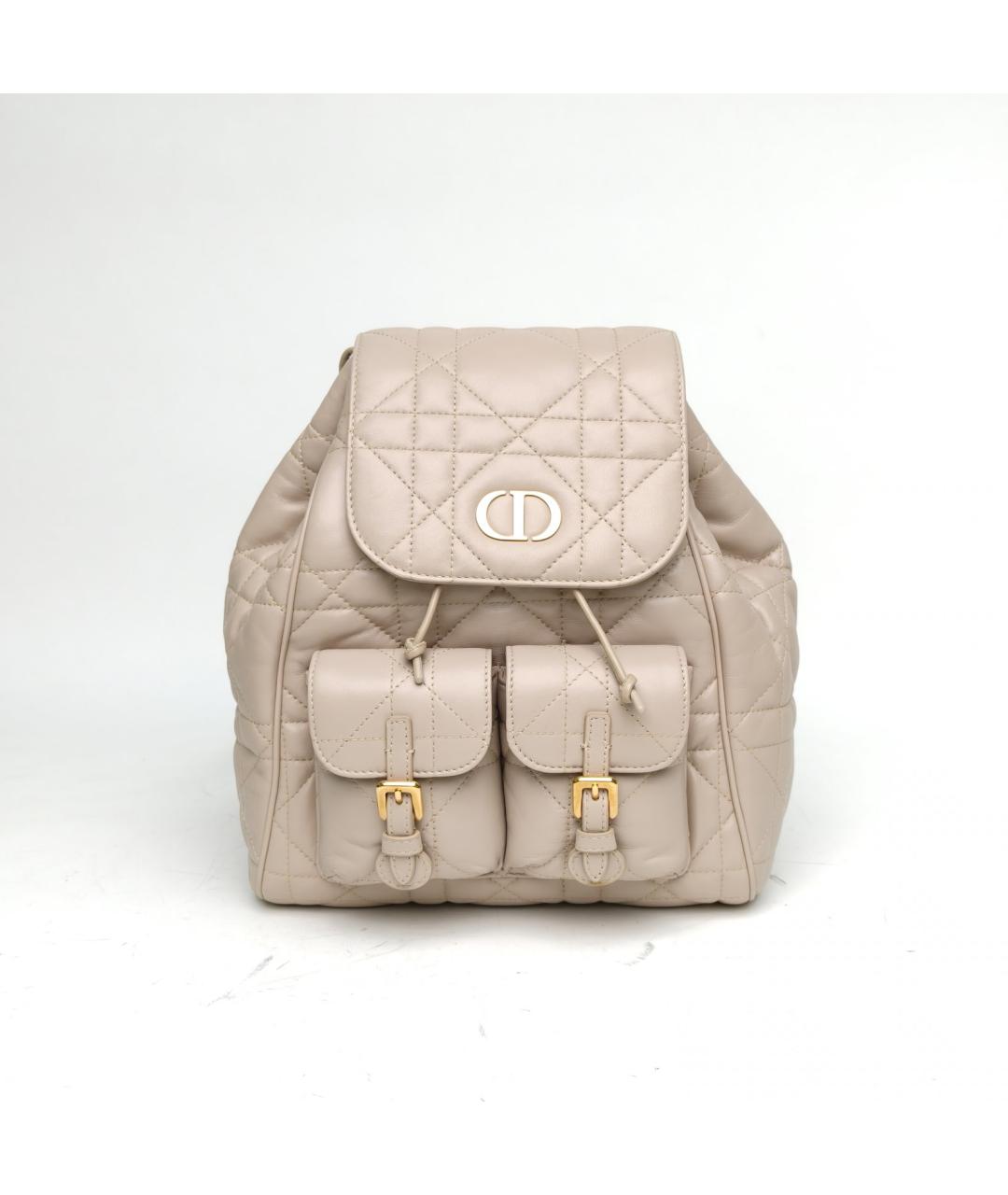 CHRISTIAN DIOR Бежевый кожаный рюкзак, фото 2