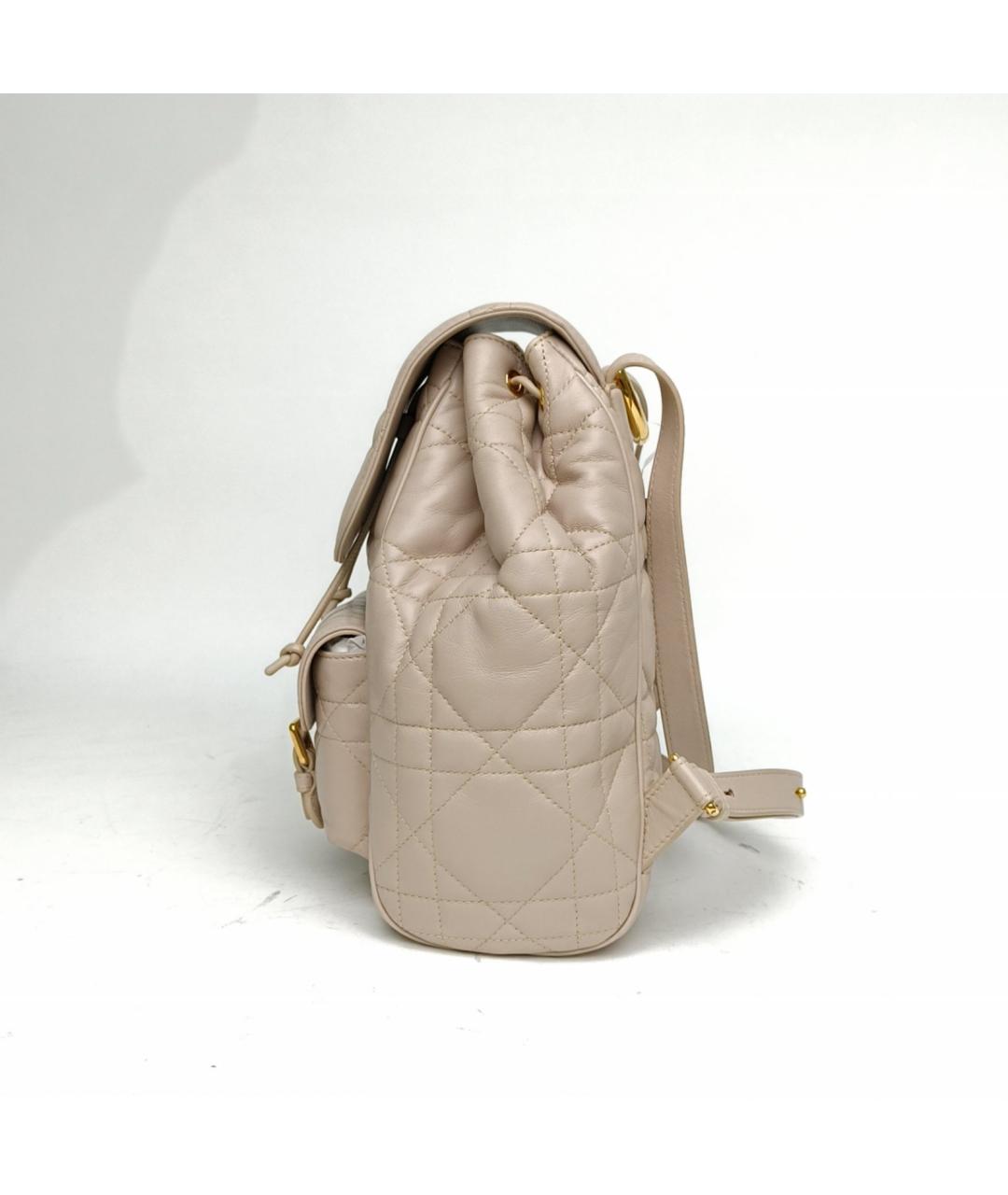 CHRISTIAN DIOR Бежевый кожаный рюкзак, фото 3