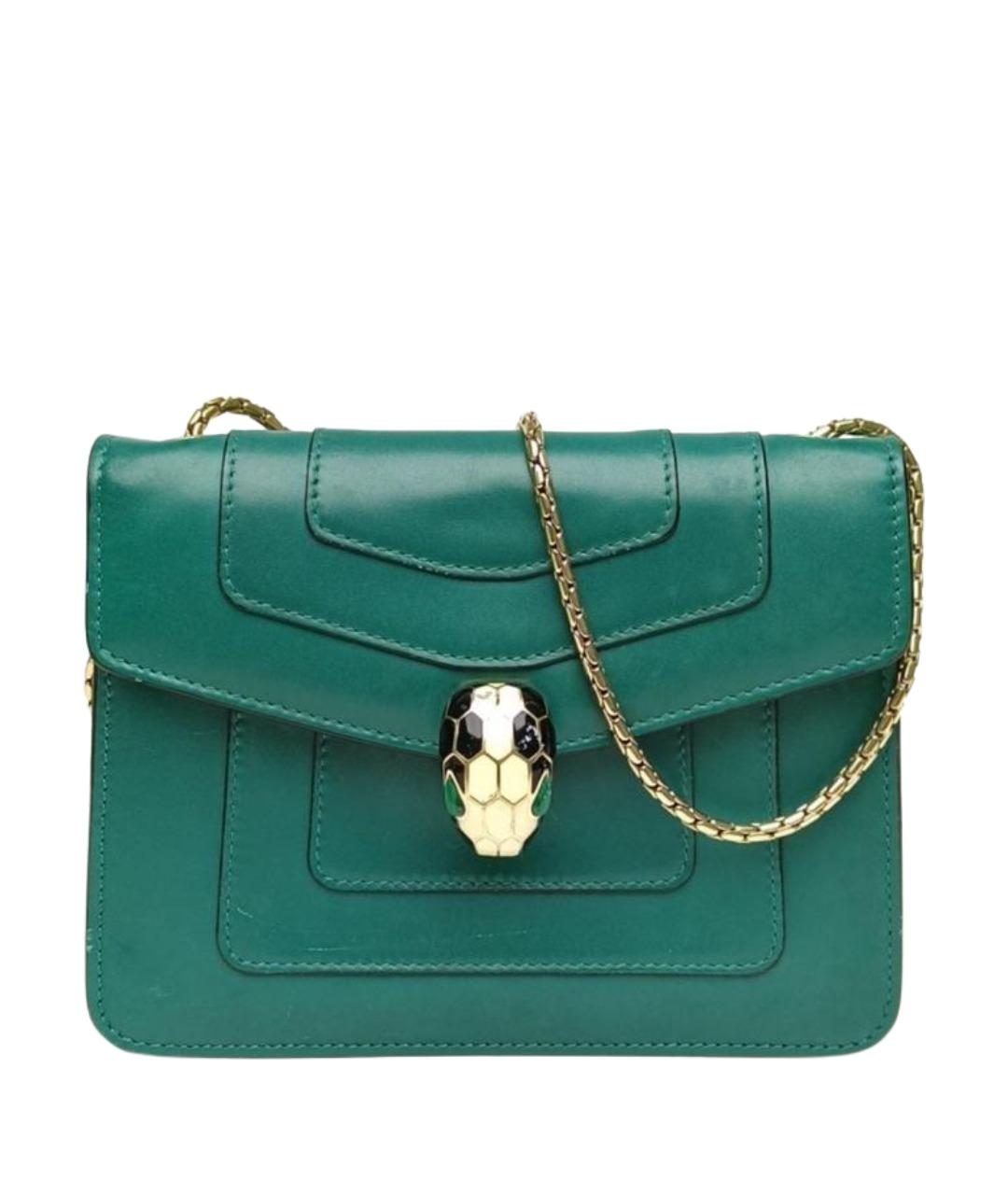 BVLGARI Зеленая кожаная сумка через плечо, фото 1