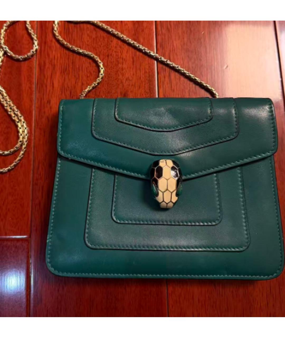 BVLGARI Зеленая кожаная сумка через плечо, фото 8