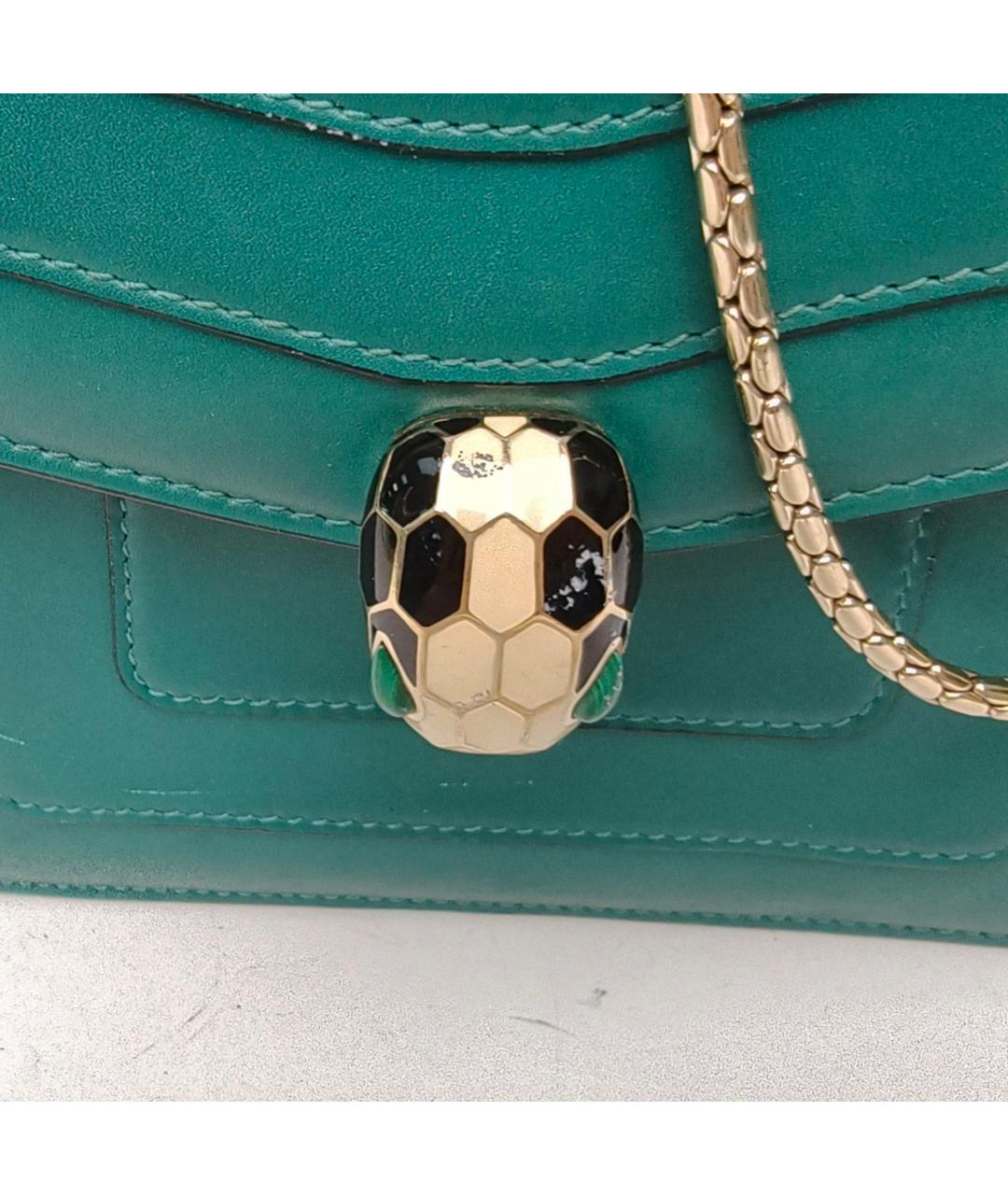 BVLGARI Зеленая кожаная сумка через плечо, фото 7