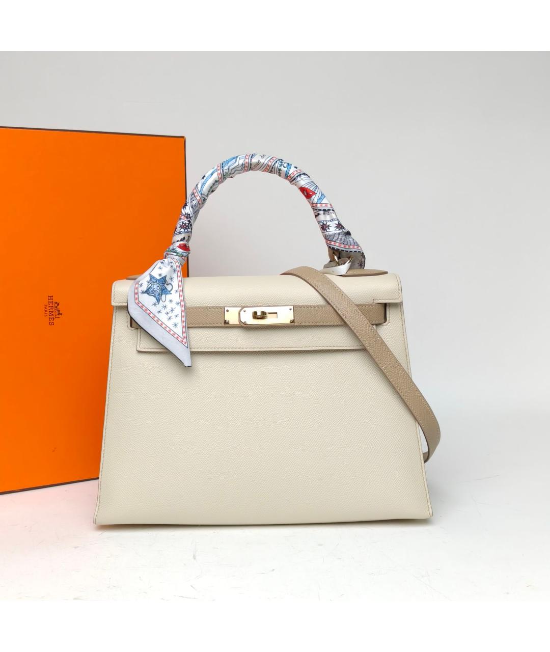 HERMES Бежевая сумка с короткими ручками, фото 9