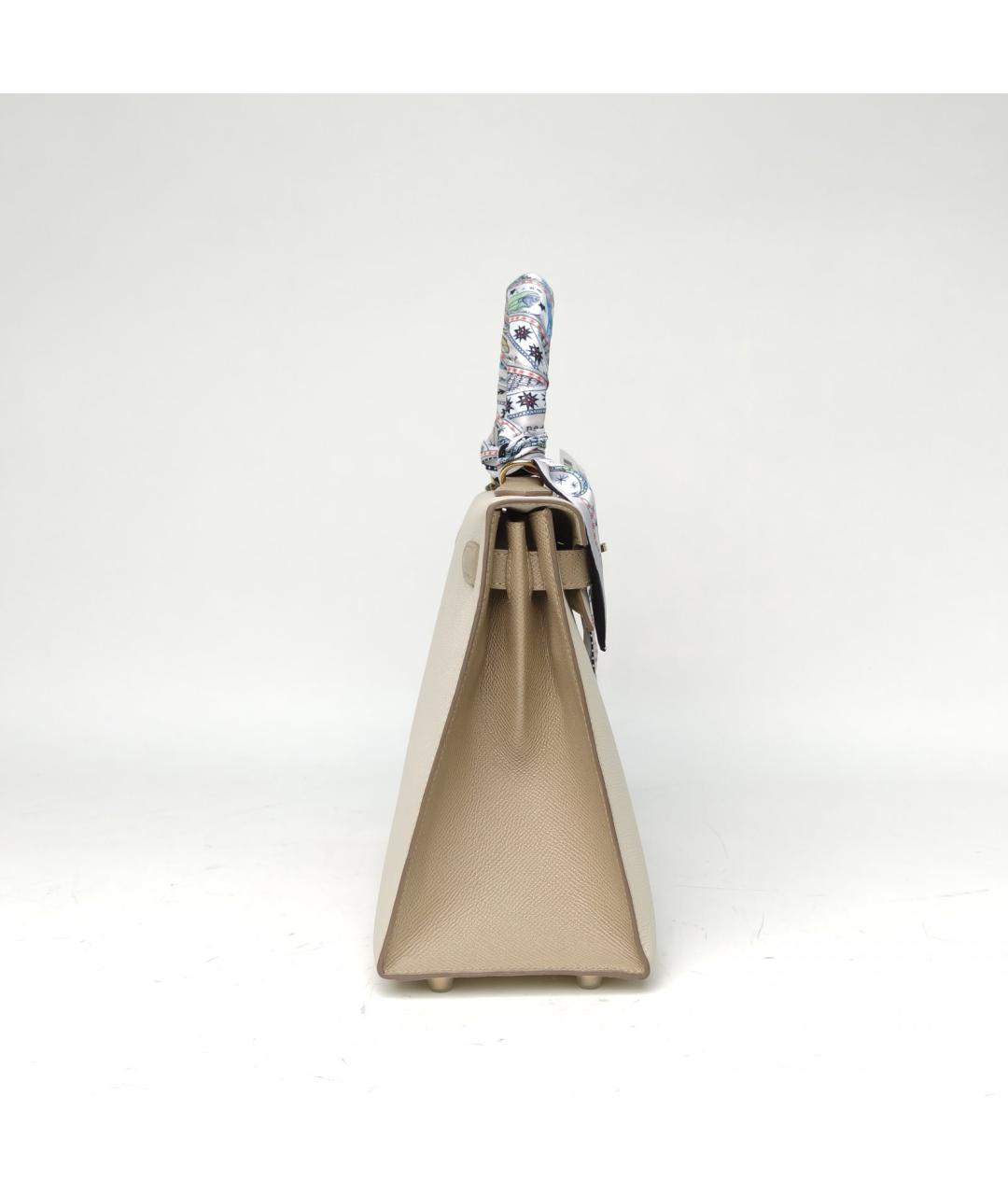 HERMES Бежевая сумка с короткими ручками, фото 5