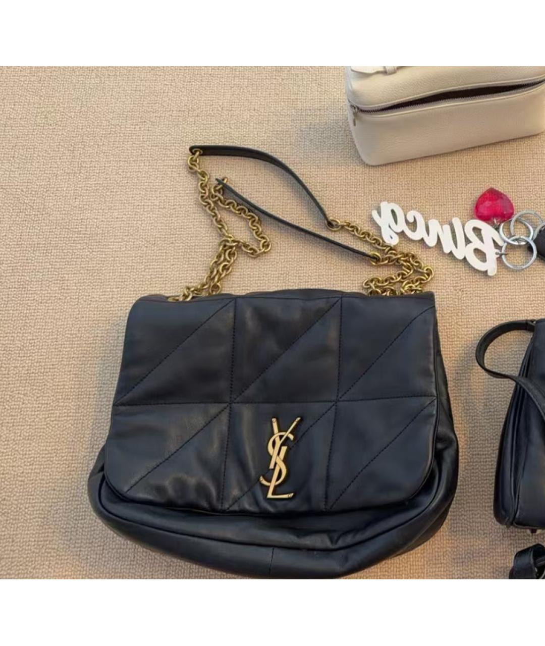 SAINT LAURENT Черная кожаная сумка через плечо, фото 9