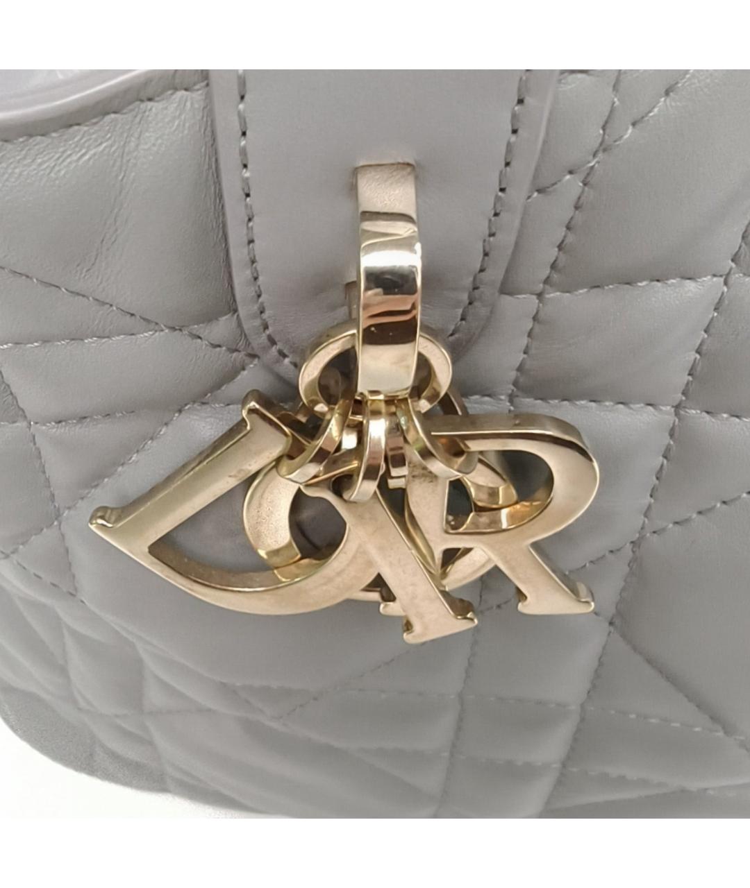 CHRISTIAN DIOR Серая кожаная сумка с короткими ручками, фото 5