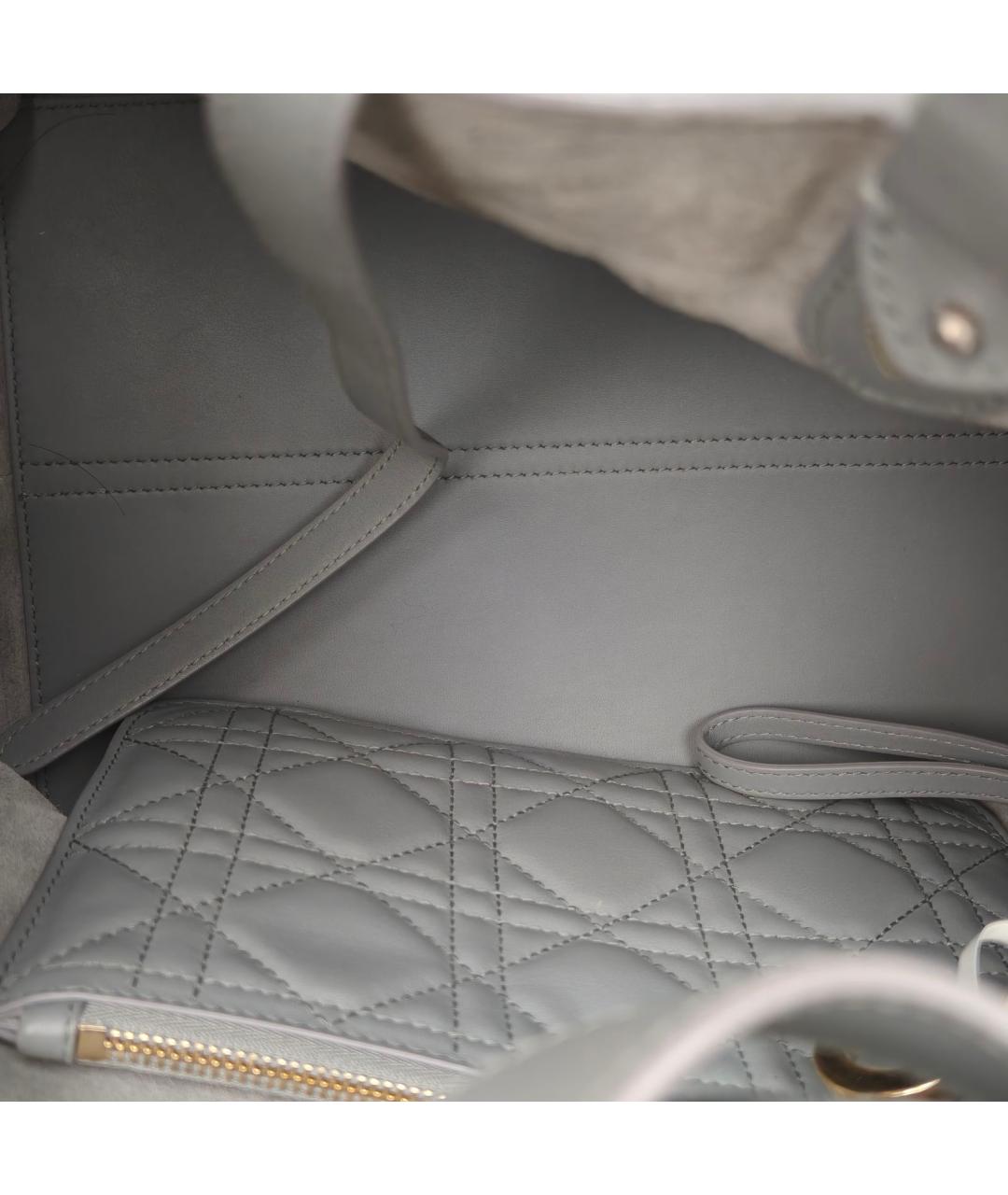 CHRISTIAN DIOR Серая кожаная сумка с короткими ручками, фото 6