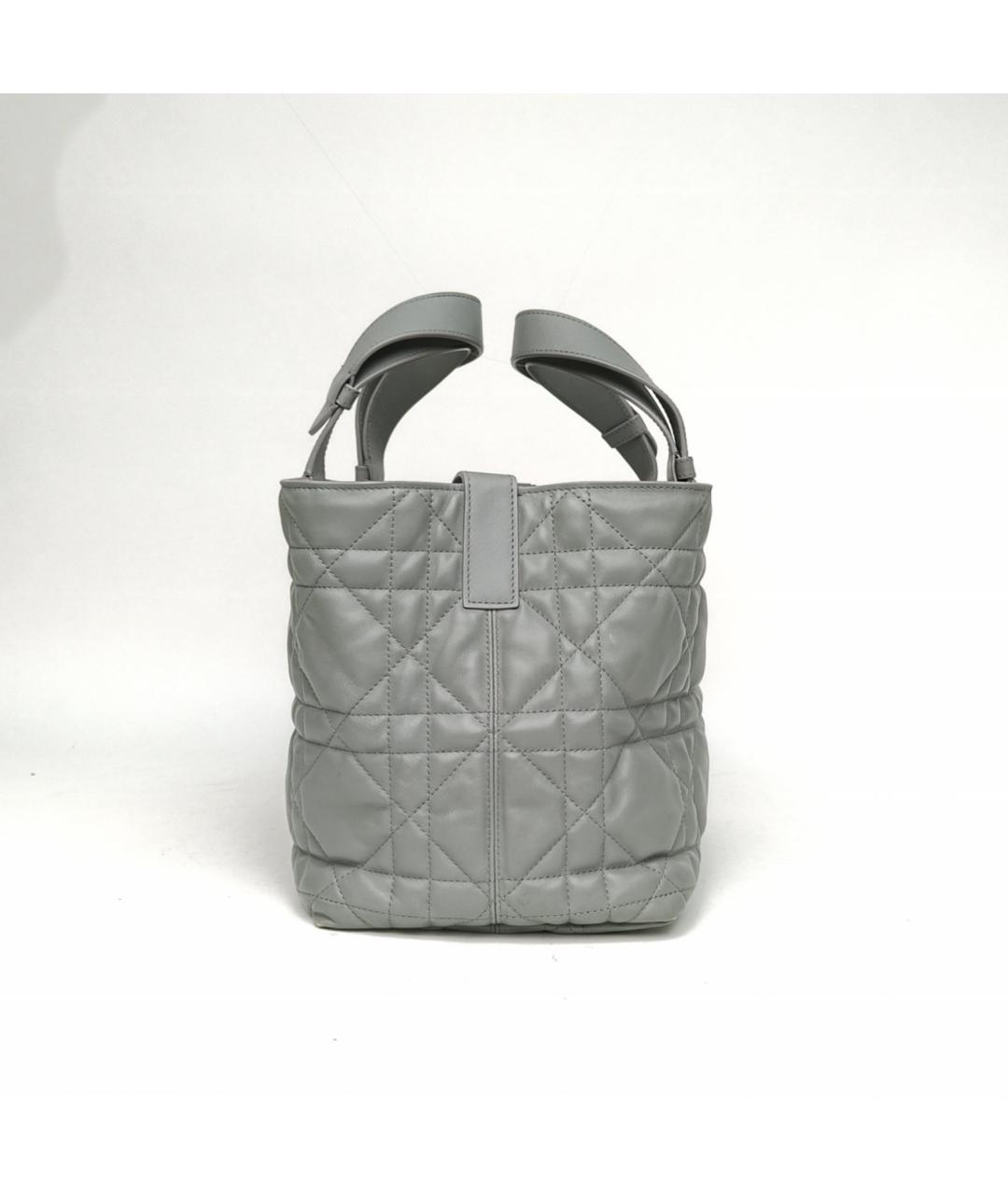CHRISTIAN DIOR Серая кожаная сумка с короткими ручками, фото 9