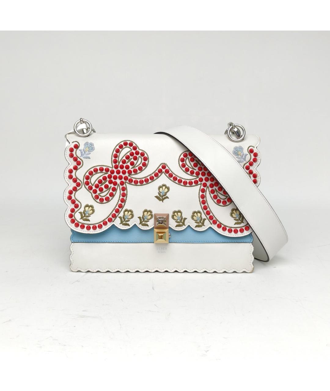 FENDI Белая кожаная сумка через плечо, фото 2