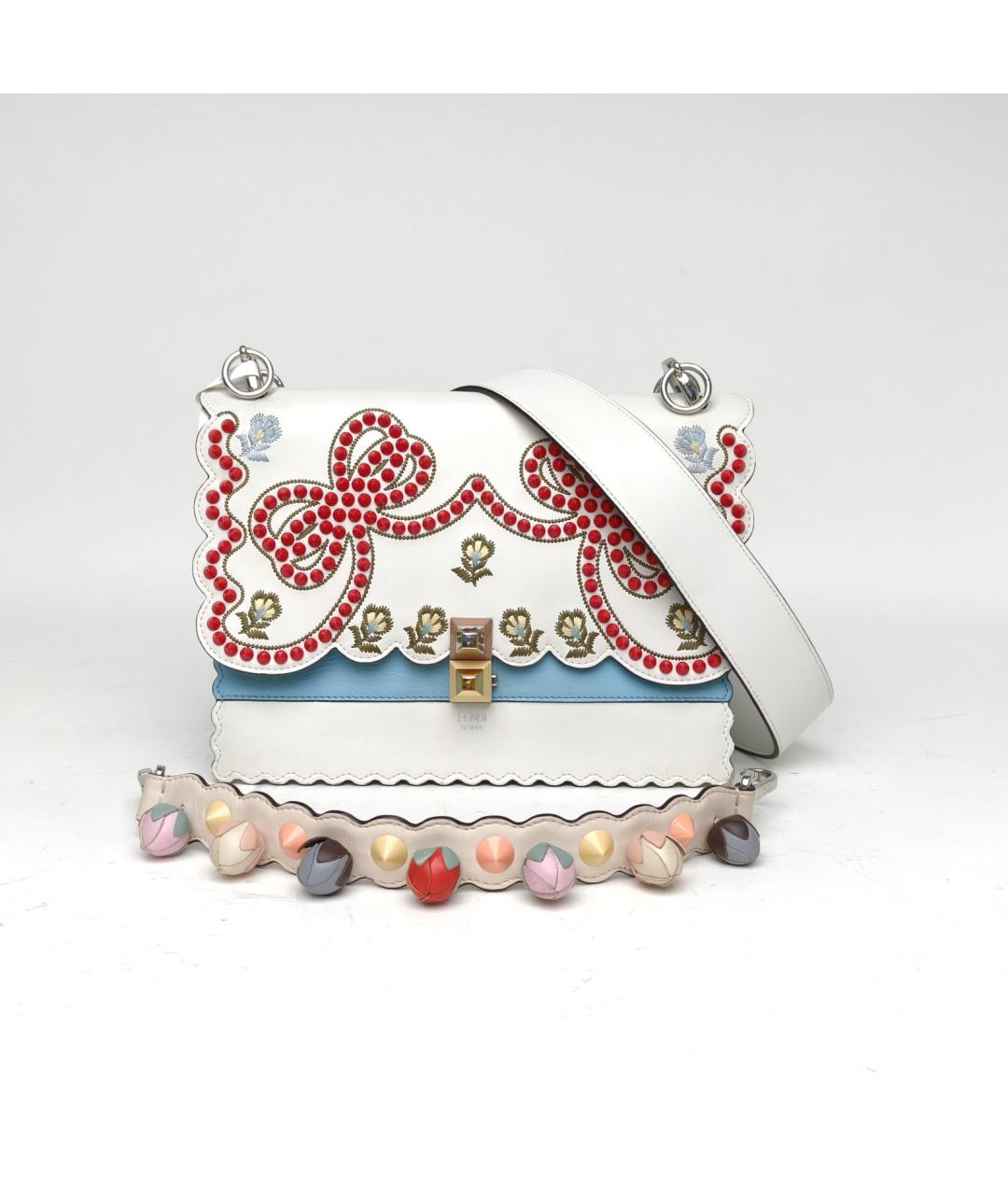 FENDI Белая кожаная сумка через плечо, фото 9