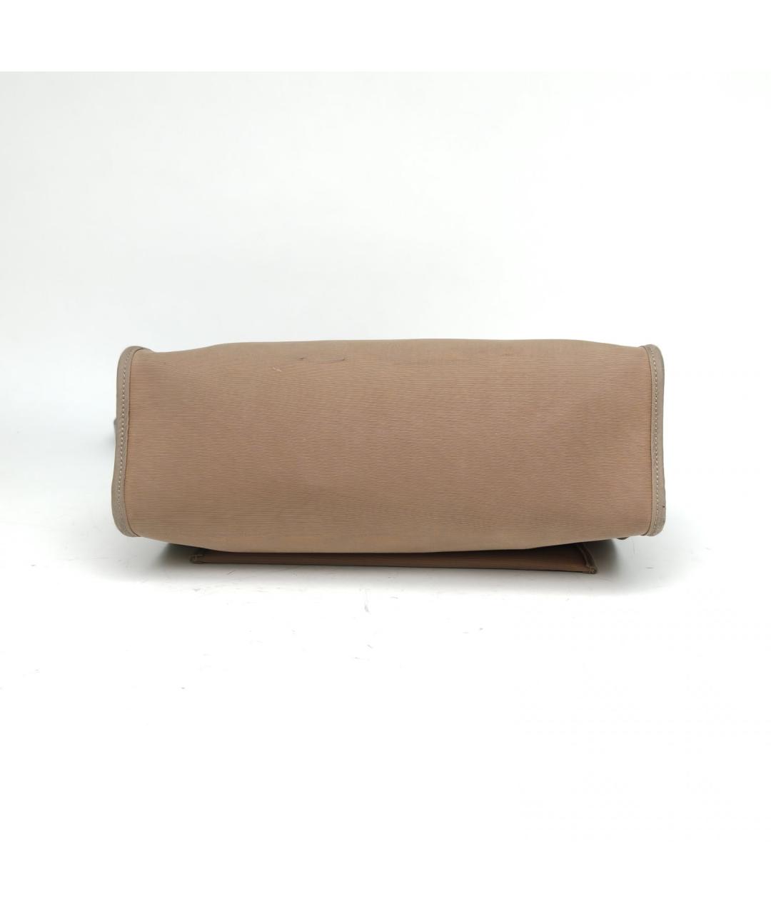 HERMES Бежевая тканевая сумка с короткими ручками, фото 5