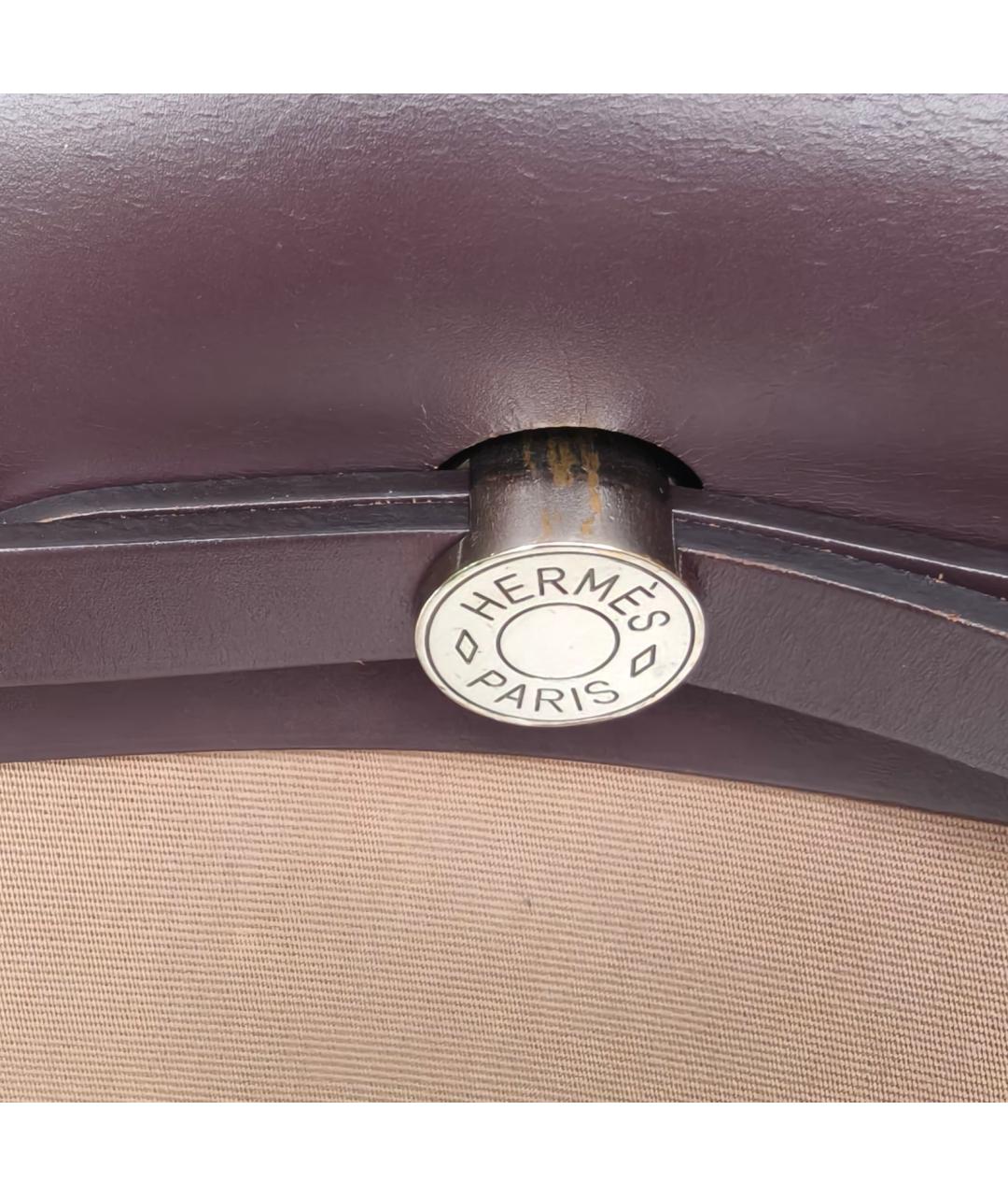 HERMES Бежевая тканевая сумка с короткими ручками, фото 6