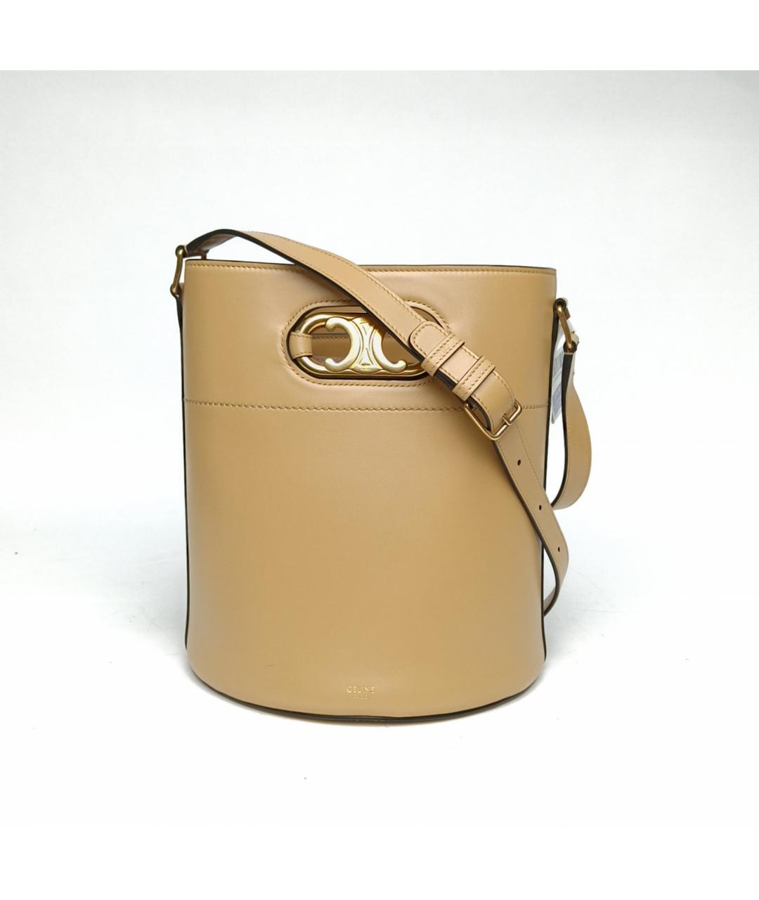CELINE Бежевая кожаная сумка через плечо, фото 2