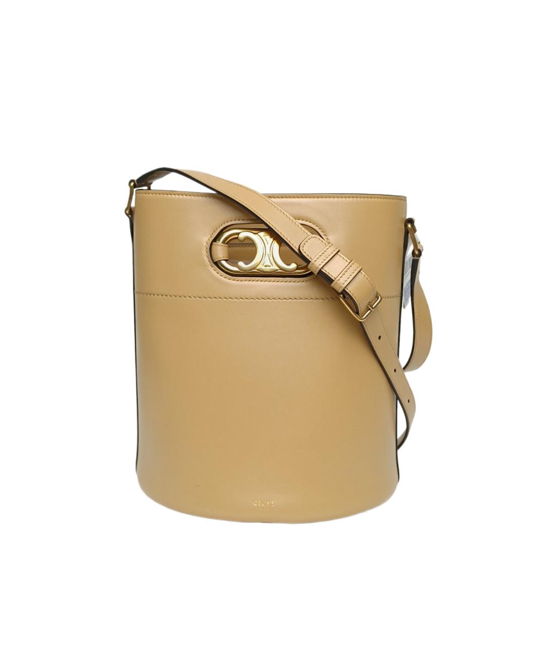 CELINE Бежевая кожаная сумка через плечо, фото 1