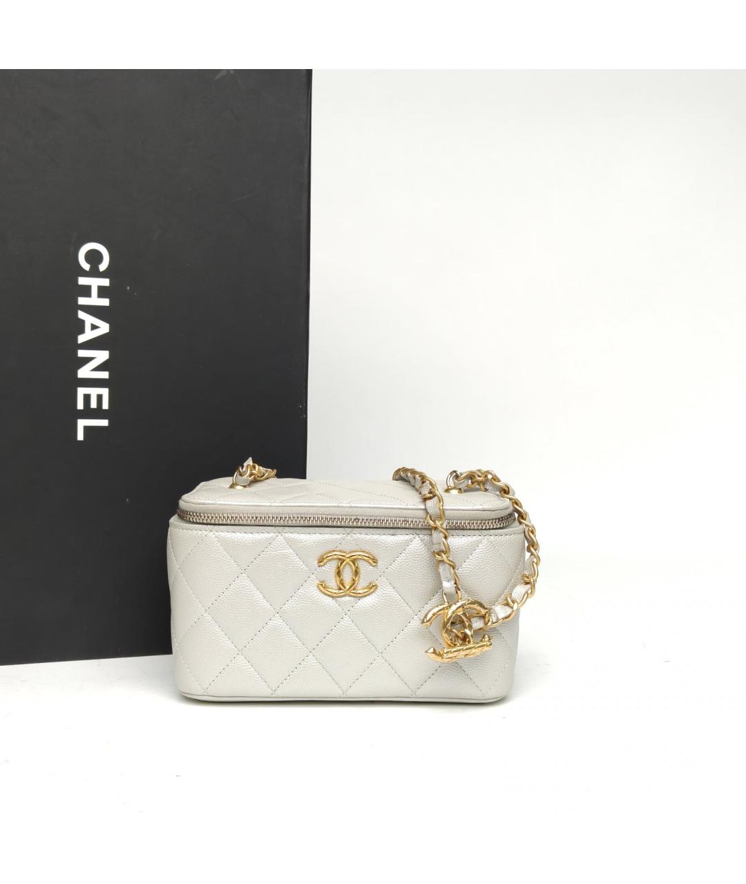 CHANEL Серебряная кожаная сумка через плечо, фото 8