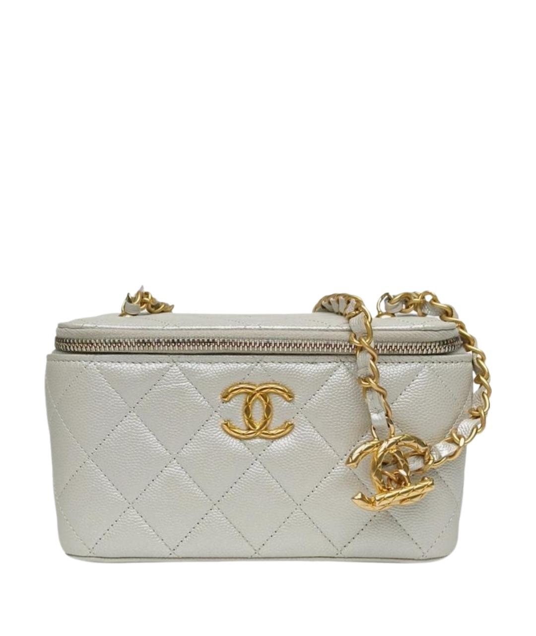 CHANEL Серебряная кожаная сумка через плечо, фото 1