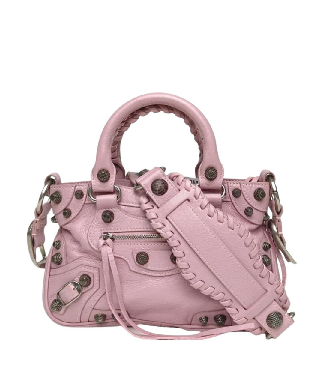 BALENCIAGA Розовая кожаная сумка с короткими ручками, фото 1