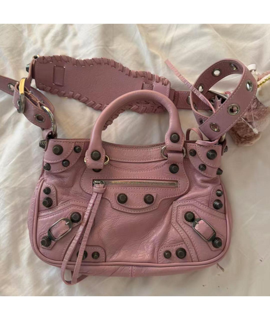 BALENCIAGA Розовая кожаная сумка с короткими ручками, фото 7