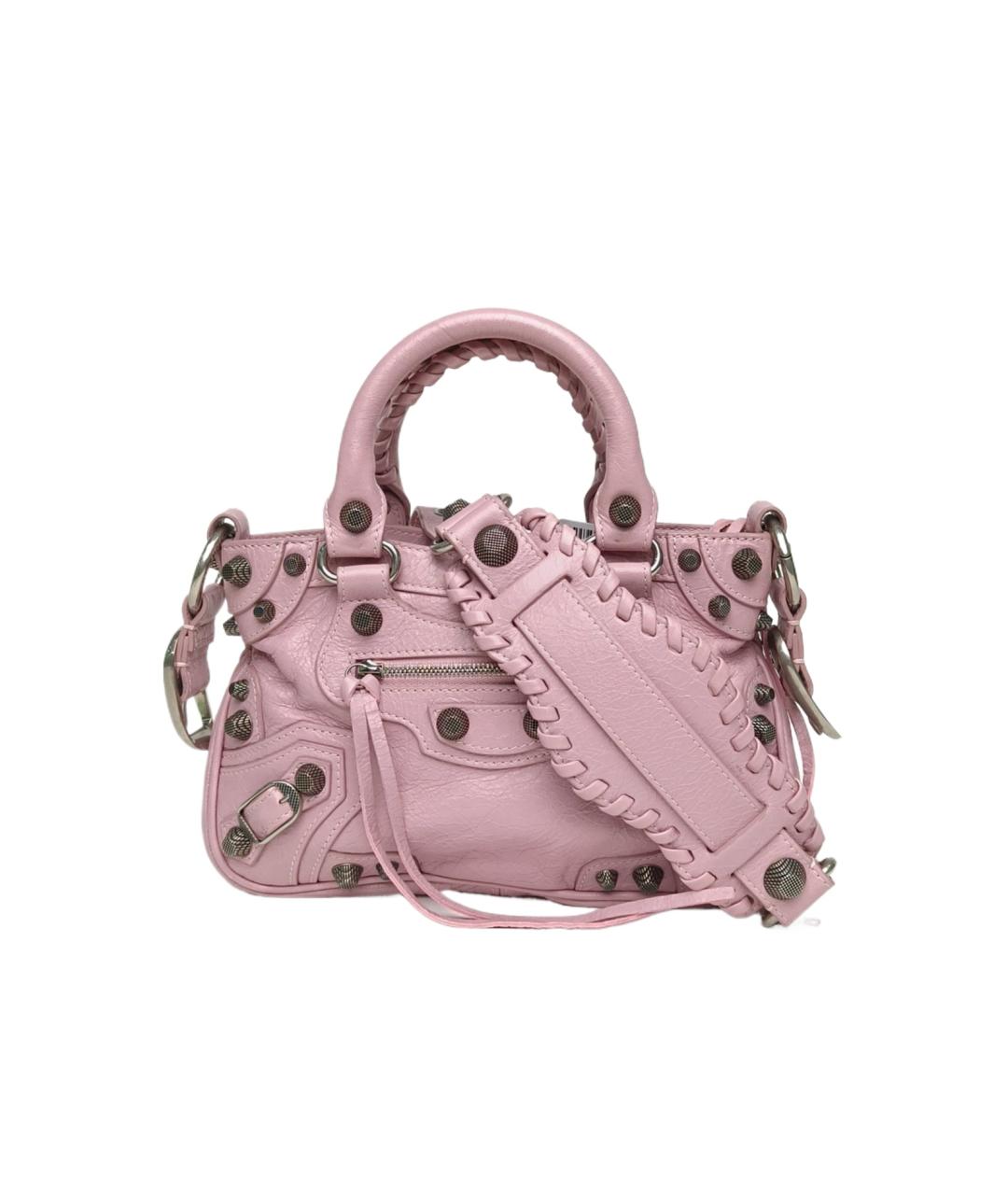 BALENCIAGA Розовая кожаная сумка с короткими ручками, фото 8